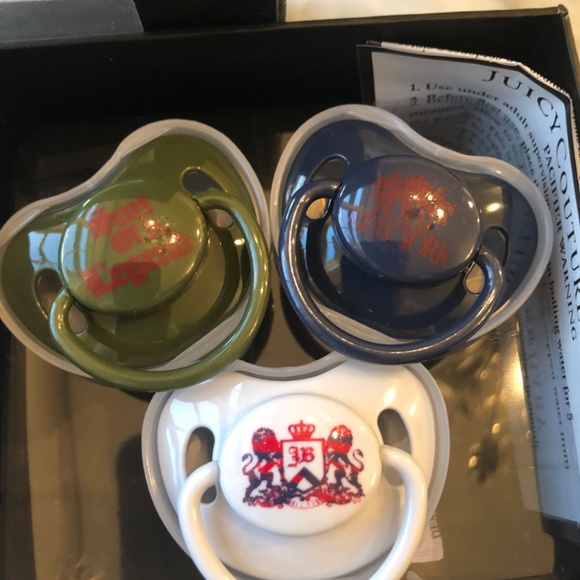Authentic new 3 pc juicy couture pacifiers set - Picture 2 of 11